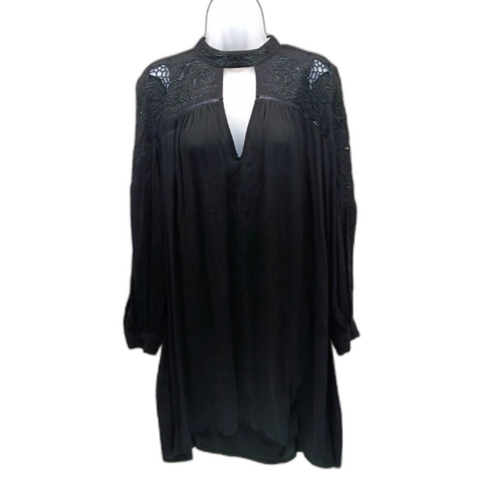 Astr The Lable Black Embroidered Tunic Midi Elegant Goth Style Black. Woman's XL
